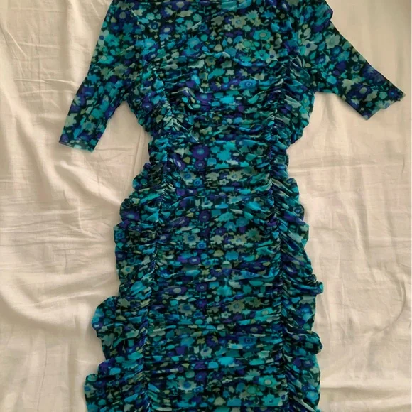 Ganni Blue Floral Dress Ganni Blue Floral Dress